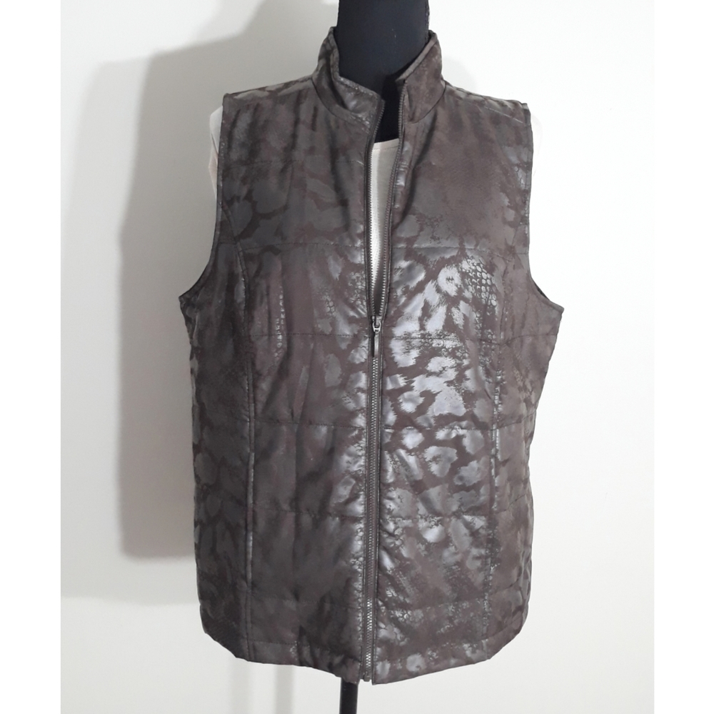 Chico's Brown Animal Print Vest Size Large